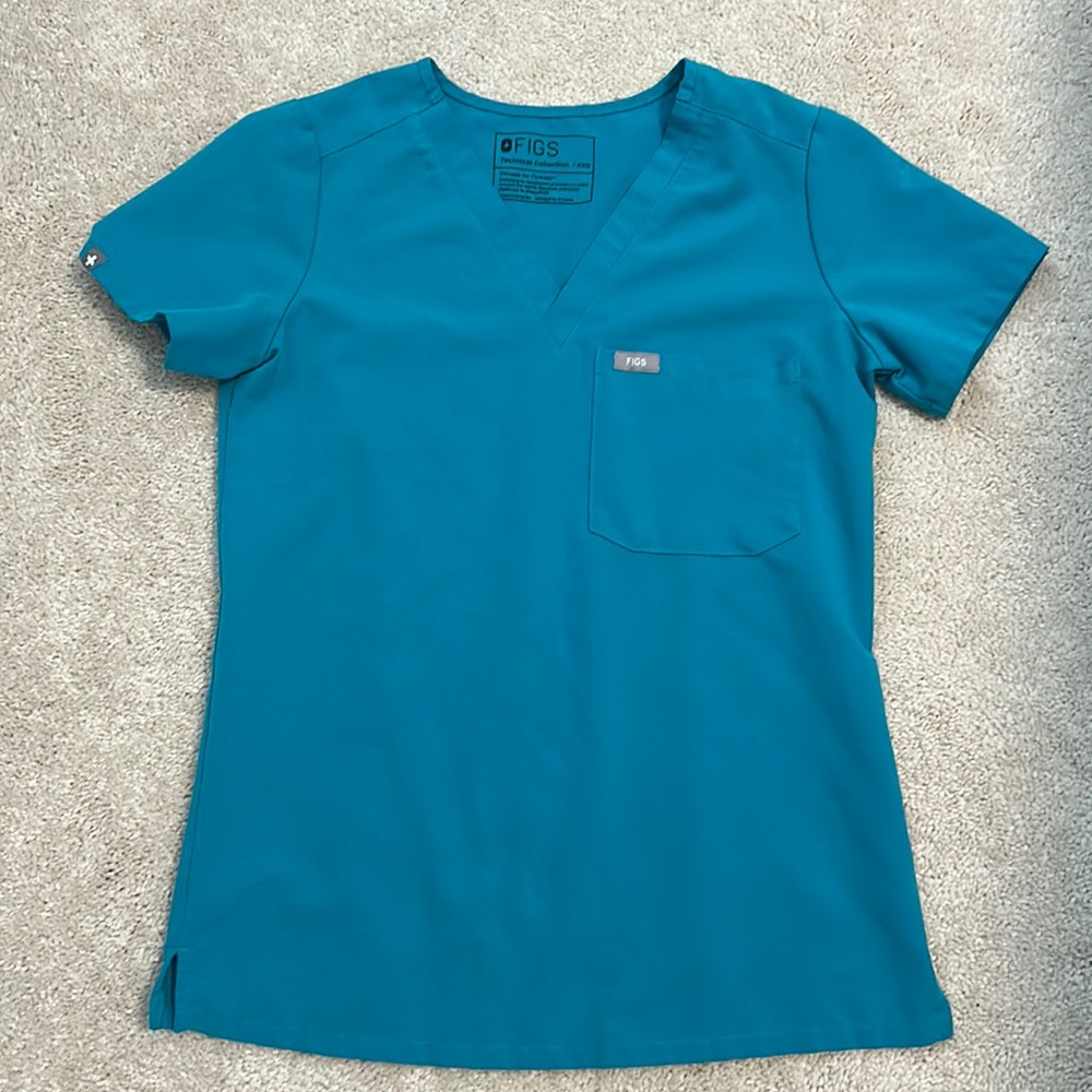 XXS figs teal Catarina scrub top